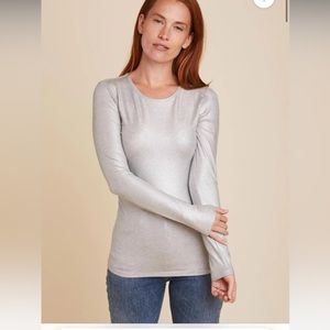 Majestic Filatures Soft Touch Metallic Long Sleeve Crew size 1/xs